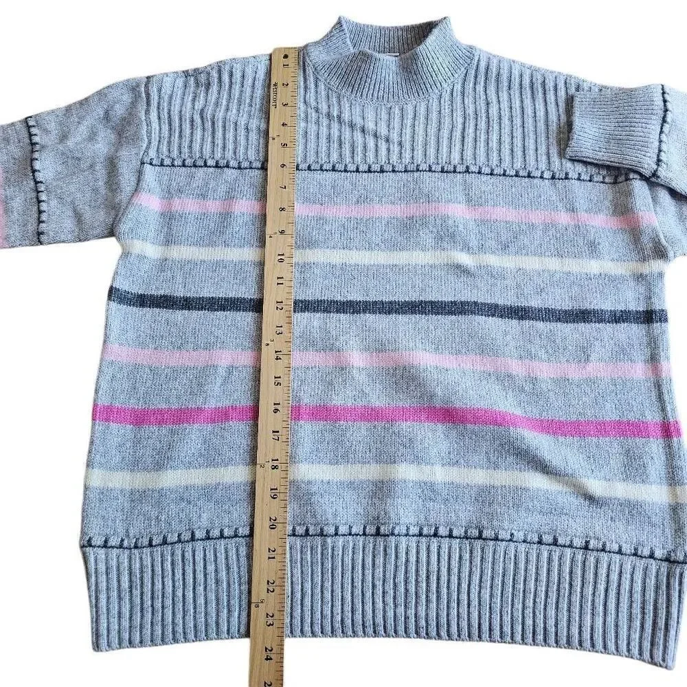 St johns bay womens Sz L gray pink knit pullover sweater